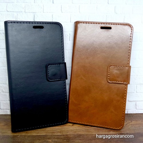 LG V30 - Sarung Kulit FS Leather Case Blue Moon Ada Kancing dan Pinggiran Jahitan Cover