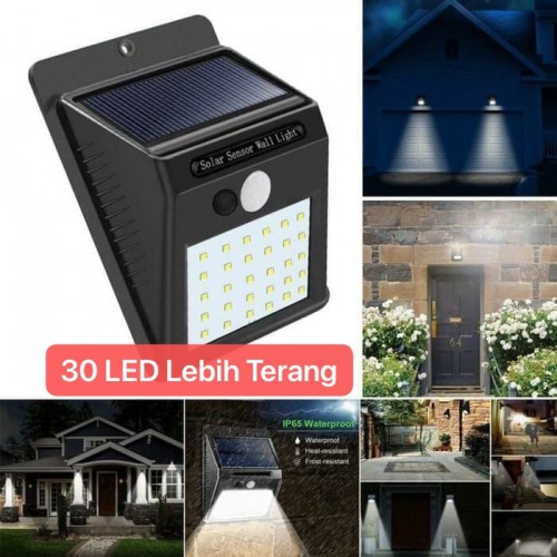 LP-02 Lampu 30 LED Solar Cell Tenaga Surya Matahari  Panel Sensor Dinding Taman Outdoor Wall Lamp
