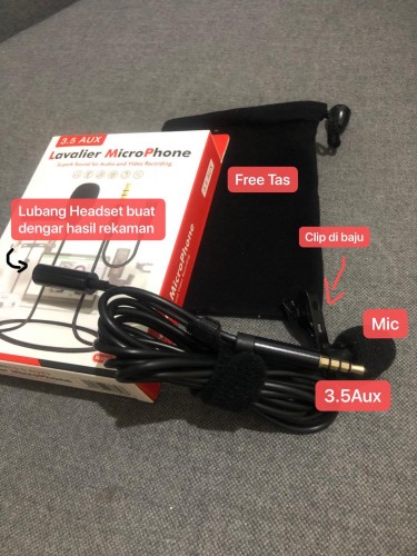 MIC-012 SOHA Lavalier Microphone Clip Kondensor Mic 3.5mm Aux Jack Audio Pro Live Streaming Smule IG Youtuber Presentasi