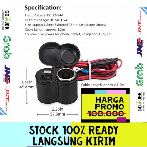 MLD-122 Charger HP di Motor Waterproof Soket Lighter Motorbike USB Socket Lubang Casan Seperti di Mobil