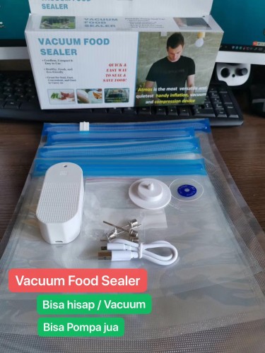 MVS-005 Mini Vacuum Food Sealer Fresh Seal Vacom Portable Travel Bisa jadikan POMPA dan USB Rechargable