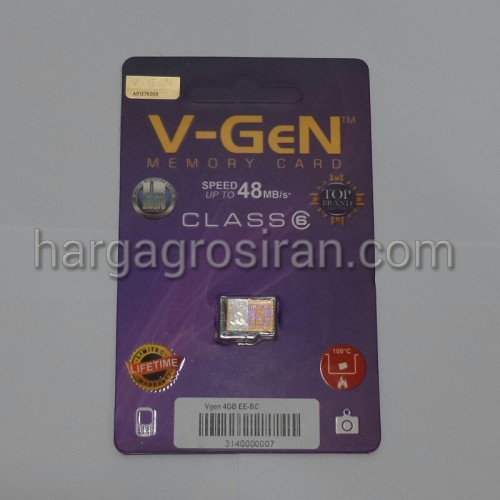 Memory VGEN / V-GEN MicroSD 4GB - Class 6 dan LifeTime Warranty