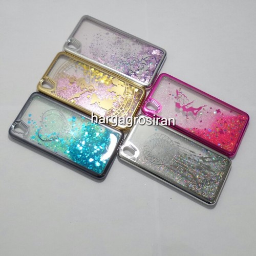 Chrome Case Air Glitter Motif Oppo Neo 9 / A37 - Ver.2-Silikon / Softshell Berisi Air Manik - Manik