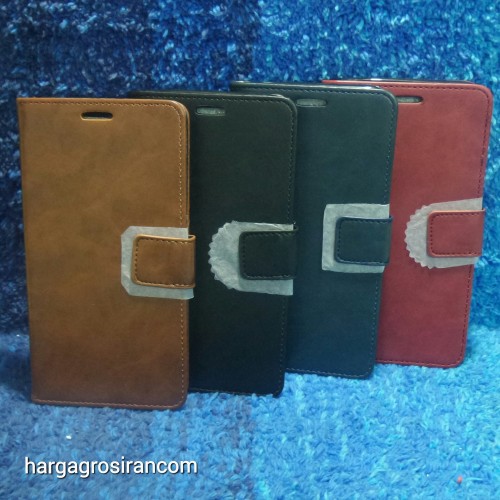 Nokia 7 Plus Sarung Kulit FS Leather Case Blue Moon Ada Kancing dan Pinggiran Jahitan