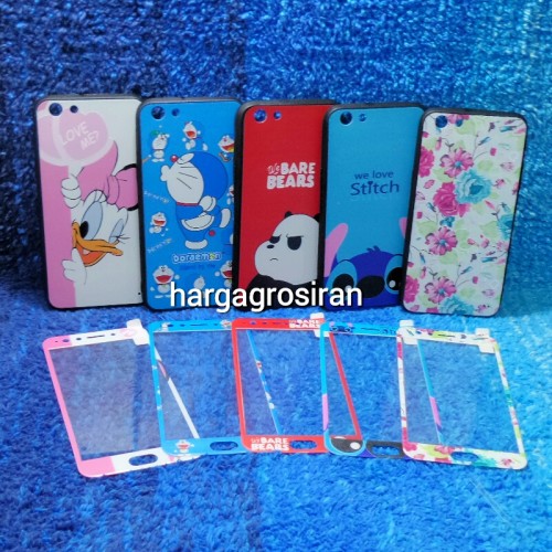 Oppo F3 - Silikon Motif Plus Tempered Glass Motif / Cover / SoftShell / Case Ver.2