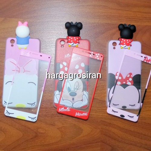 Oppo Neo 9 - Peep Case 360 + Tempered Glass Motif / Silikon Ngitip 3D Cartoon / Softshell Motif