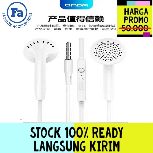 Onda E-06 Earphone Music Jernih Bass Stereo Telepon Headset Handfree Kualitas Bagus STRDY