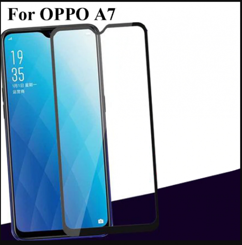Oppo A7 aja  - Tempered Glass FS Full Body Anti Gores Kaca Premium / Full Bahan Kaca Full Lem
