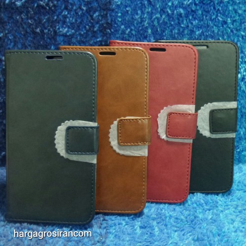 Oppo F7 - Sarung Kulit FS Leather Case Blue Moon Ada Kancing dan Pinggiran Jahitan Cover