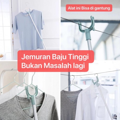 PCK-06 61 - 102 cm Alat Bantu Jemur Baju Tongkat Kait Jemuran / Gantungan Baju di Panjang dan Pendekin Fleksibel Clothesline Pole clothes Dryer Fork