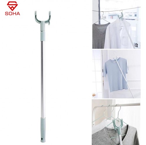 PCK-03 82 - 142cm Alat Bantu Jemur Baju Tongkat Kait Jemuran / Gantungan Pakaian di Panjang dan Pendekin Fleksibel Clothesline Pole clothes Dryer Fork