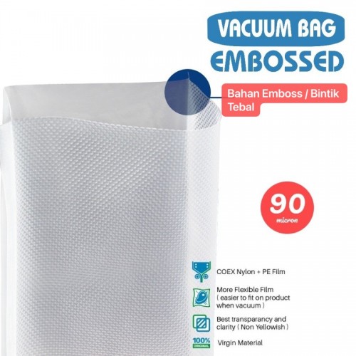 PVM-005 25x35 25cm x 35cm Plastik Emboss Vacum Makanan / Vacuum food Sealer Plastic Bag Embossed food grade Vakum Penyimpan Makanan