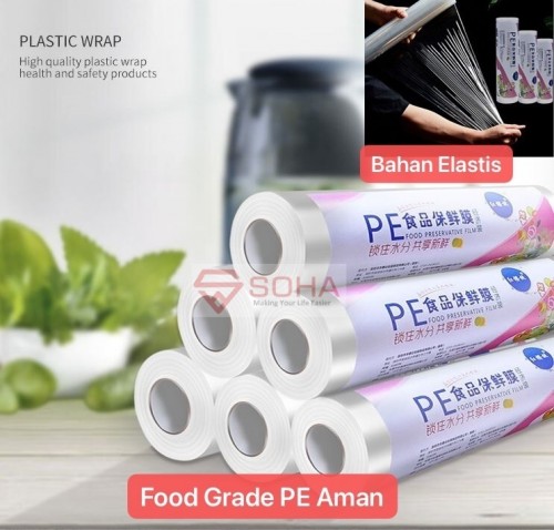 PW-02 20CM x 100M Plastik wrapping Film Roll Food Grade Plastic PE Pembungkus Makanan Cling WRAP Sealer Awet & Aman Ukuran 20 cm x 100 Meter