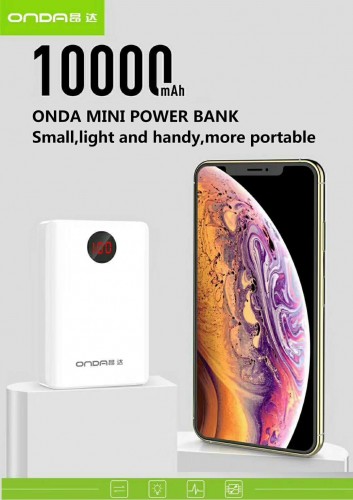 Power Bank Onda N-12 10.000 Mah - Design Mini Size 3 Output Fast Charging 2.1A