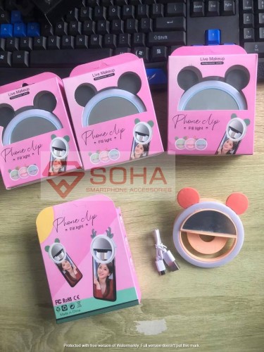 RS-01 Ring Light Selfie Lampu Terang Design Ada Telinga Mouse Pakai Cas Tdak perlu Ganti baterai lagi Rechargeable