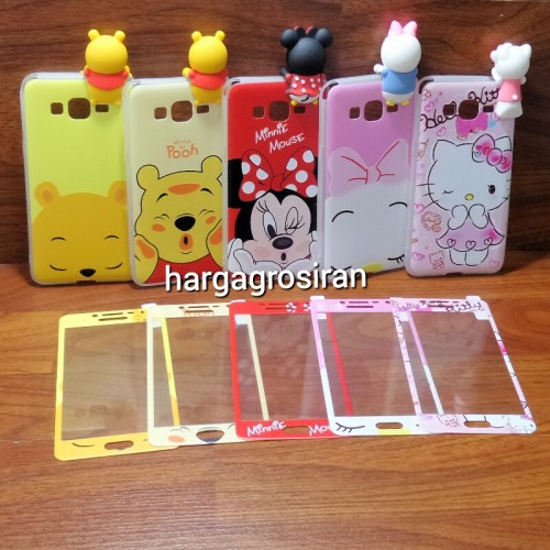 Samsung J2 Prime - Peep Case 360 + Tempered Glass Motif / Silikon Ngitip 3D Cartoon /Softshell Motif