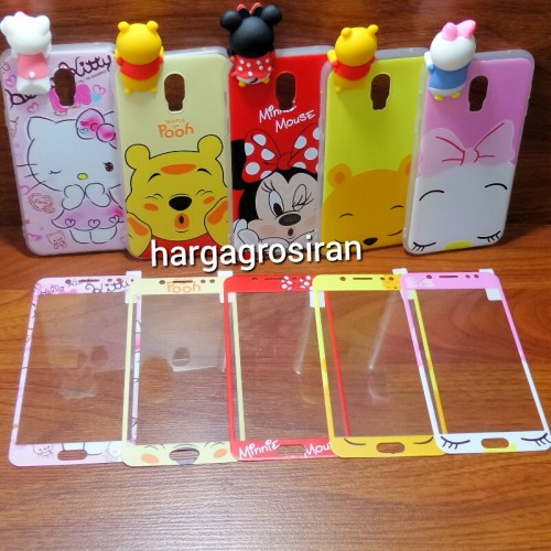 Samsung J7 Plus - Peep Case 360 + Tempered Glass Motif / Silikon Ngitip 3D Cartoon /Softshell Motif