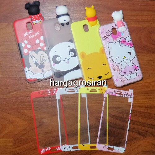 Samsung J7 Pro - Peep Case 360 + Tempered Glass Motif / Silikon Ngitip 3D Cartoon /Softshell Motif