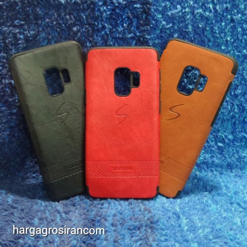 Samsung S9 Elegan Leather Back Case - Silikon Bahan Kulit Design Simple dan Stylish Cover Ver.3