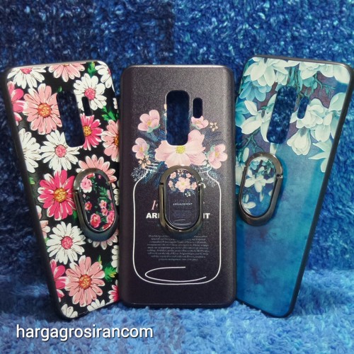 Flower Ring Samsung S9 plus - Fuze Art Case Bunga Bonus Ring Cover Motif Ver.7