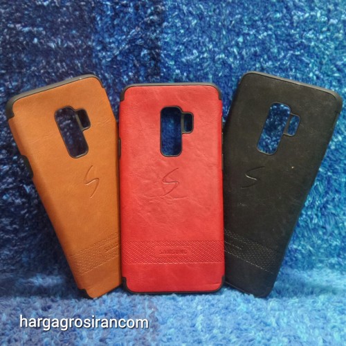 Samsung S9 Plus Elegan Leather Back Case - Silikon Bahan Kulit Design Simple dan Stylish Cover Ver.3