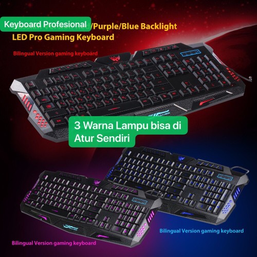 SOHA KYB-011 Keyboard Gamer Professional gaming Kabel M200 RGB Backlit Lampu 3 Warna Switchable LED Laptop Gamer LED Backlight Multimedia