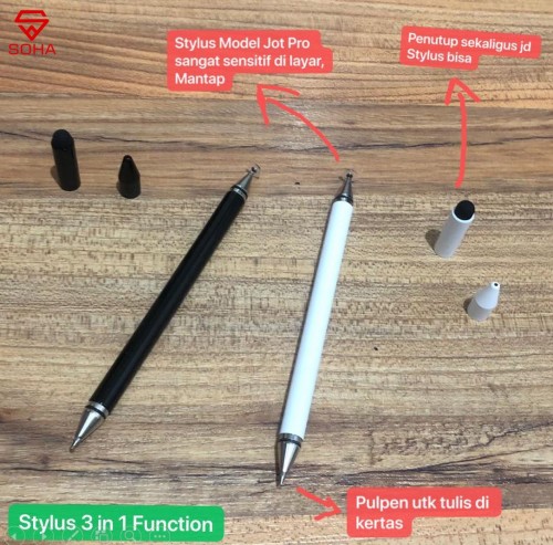 STY-010 - 3 in 1 Capacitive Touch Stylus Pen Model Jot Pro For Universal Smartphone Android Tablet Ipad IOS