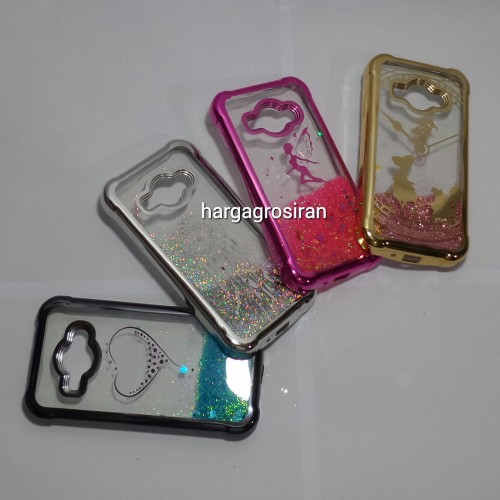 Chrome Case Air Glitter Motif Samsung J1 Ace - Ver.2-Silikon / Softshell Berisi Air Manik - Manik