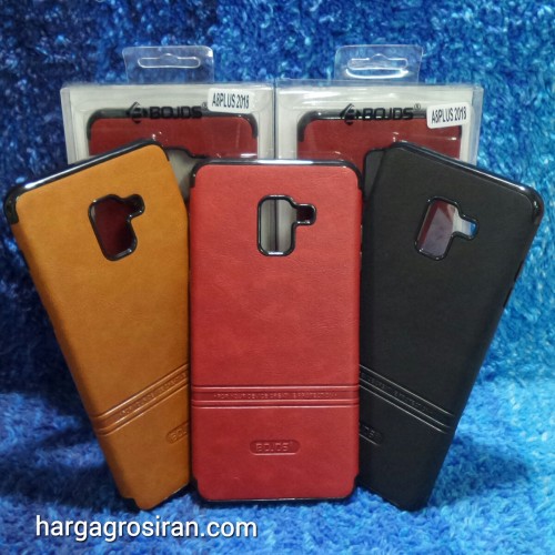 Samsung A8 Plus 2018 Elegan Leather Back Case- Silikon Bahan Kulit Design Simple dan Rapi cover Ver.2