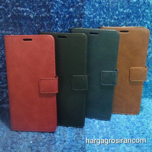 Samsung C9 Pro Sarung Kulit FS Leather Case Blue Moon Ada Kancing dan Pinggiran Jahitan