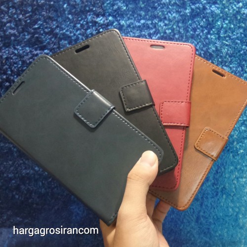 Samsung J4 2018 - Sarung Kulit FS Leather Case Blue Moon Ada Kancing dan Pinggiran Jahitan Cover