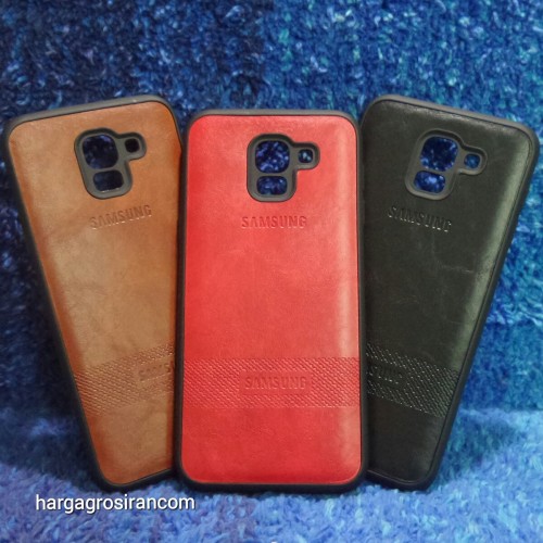 Samsung J6 2018 Elegan Leather Back Case - Silikon Kulit Design Simple dan Stylish Cover Ver.3