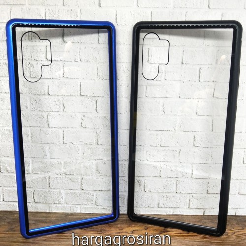 Samsung Note 10 Pro 2019 Bumper Aluminium Magnet Case 360 Tempered Glass Back Cover Bahan Kaca