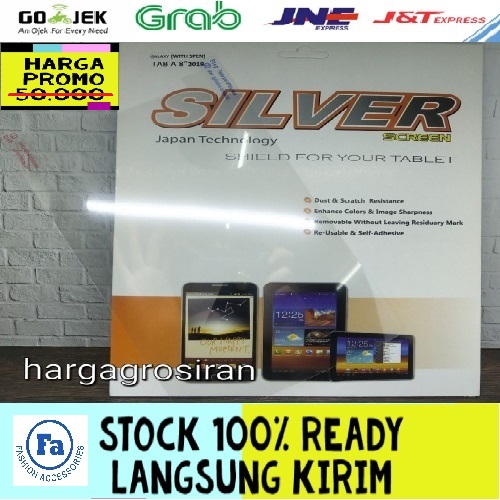 PLY-002 Silver Samsung Tab A 8 Inch 2019 P205 Anti Gores Bahan Plastik Clear Bening / Glare Anti Minyak Kualitas Bagus