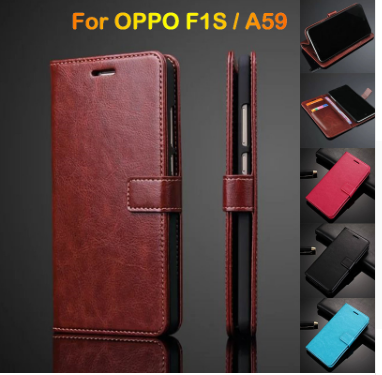 Oppo F1S - Sarung Kulit FS Leather Case Blue Moon Ada Kancing dan Pinggiran Jahitan Cover