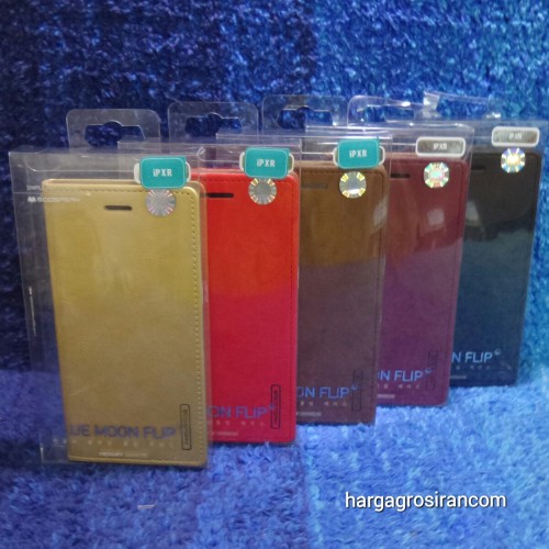 Sarung Mercury Kulit Iphone XR - Blue Moon Flip / Leather Case / Dompet - STRPT