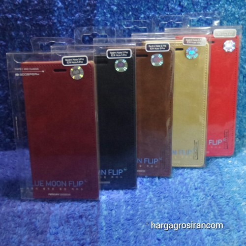 Sarung Mercury Kulit Xiaomi Note 5 Pro - Blue Moon Flip / Leather Case / Dompet - STRPT