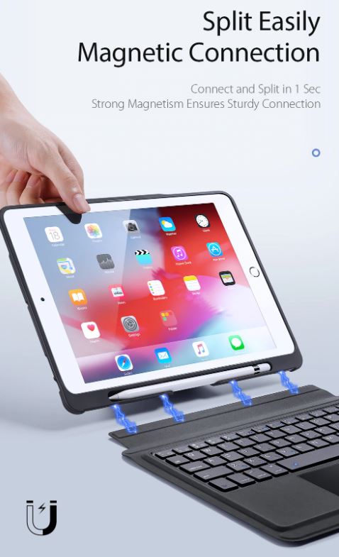 T206 Sarung New Ipad 7 2019 Ipad 8 9 th 2020 2021 10.2 Inch & Ipad 10.5 Inch 2017 Bluetooth Wireless Keyboard Touchpad Protective