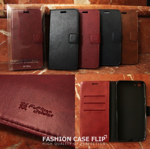 Oppo A39 Sarung Kulit FS Leather Case Blue Moon Ada Kancing dan Pinggiran Jahitan