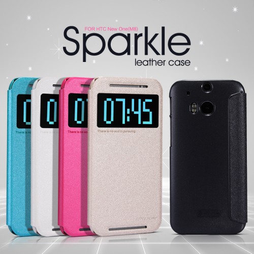 Sarung Sparkle Leather Case HTC One New - M8