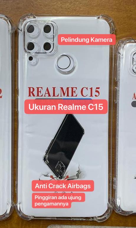 Anti Crack Realme C15 Silikon Bening Anti ShockProof / Anti Shock Case Tahan Banting Lebih Aman