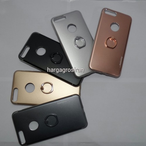Softcase Motomo Ring Iphone 7G Plus / Motomo Alluminium + Ring Holder Dibelakang