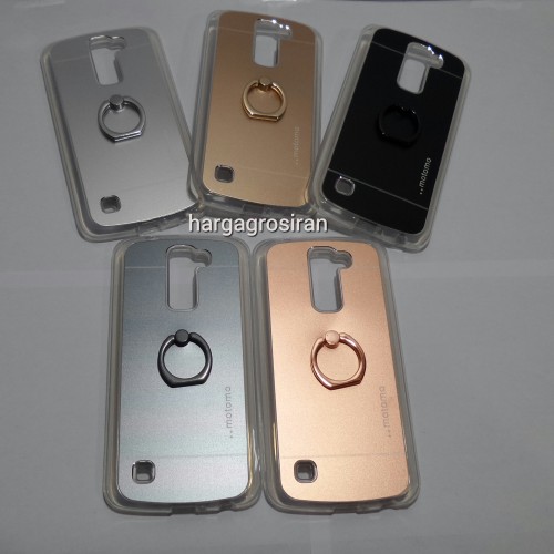 Softcase Motomo Ring LG K10 / Motomo Alluminium + Ring Holder Dibelakang