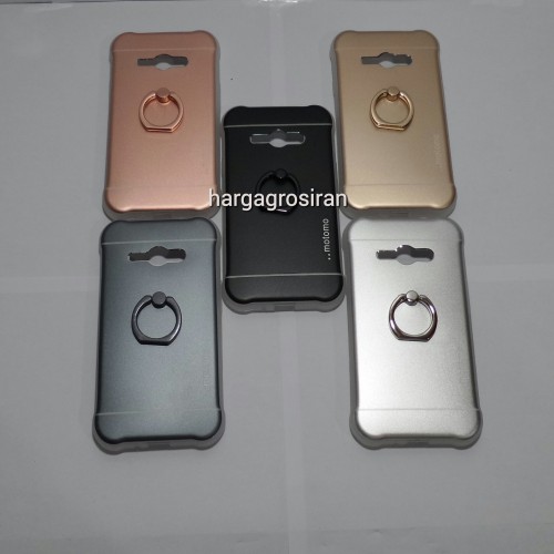 Softcase Motomo Ring Samsung Galaxy J1 Ace / Motomo Alluminium + Ring Holder Dibelakang