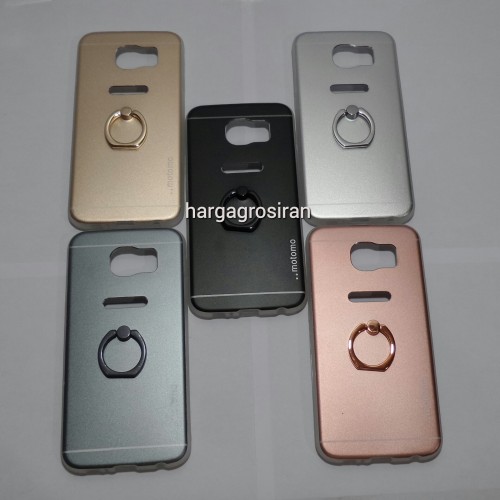 Softcase Motomo Ring Samsung Galaxy S6 Flat / Motomo Alluminium + Ring Holder Dibelakang