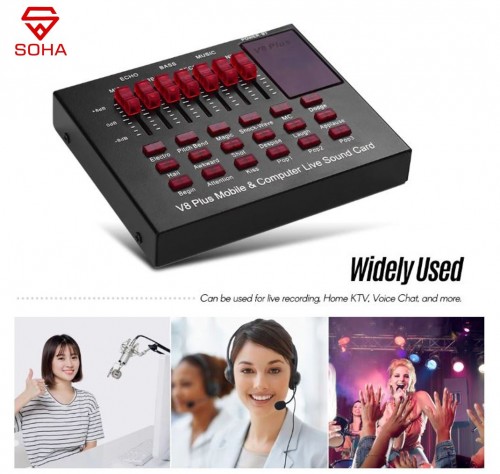 SC-004 Sound Card V8 Plus Live Mixer Broadcast Audio USB External Koneksi Bluetooth Sound Efek Live