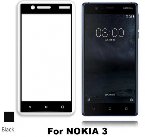 Nokia 3 -  Tempered Glass Full Body Anti Gores Kaca Premium / Full Bahan Kaca Full Lem