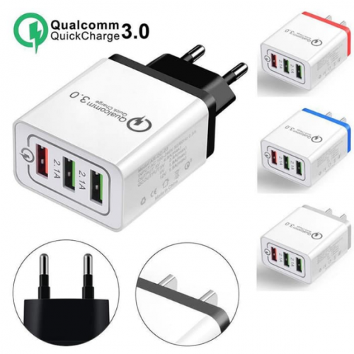 Taffware Charger USB 3 Port Qualcomm QC 3.0 EU Plug - AR-QC-03 - Black