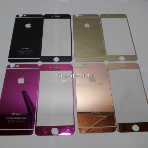 Tempered Glass Mirror Iphone 6 - 4.7 Inch / Anti Gores Kaca Warna Warni Gold Full Set - STDIS