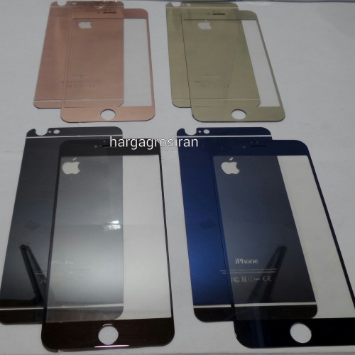 Tempered Glass Mirror Iphone 6 Plus / 6s Plus / Anti Gores Kaca Warna Warni Gold Full Set - STDIS